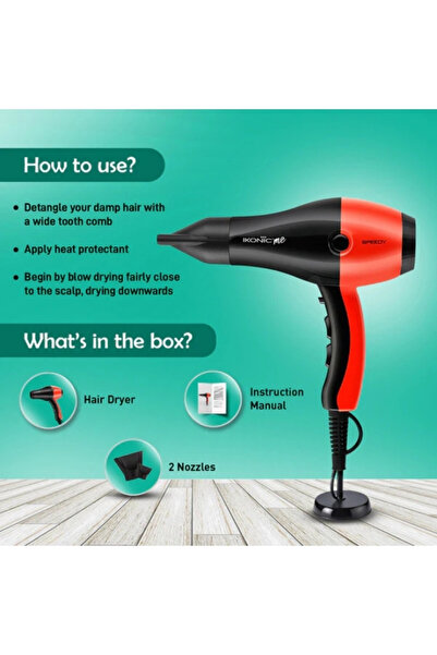 İkonic Ikonic Hair Dryer - Speedy (RED AND BLACK)