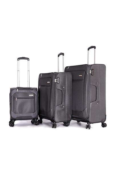 Giordano Softside Luggage Trolley Bag 3 pcs Set-Size (31-27-19-inch)GREY