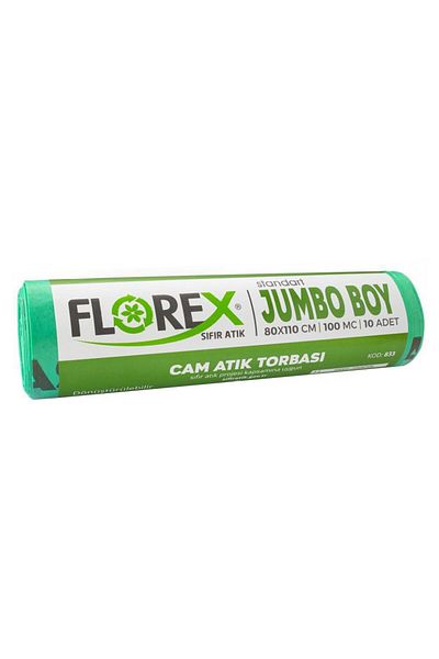 Florex 833 Glass Waste Garbage Bag Jumbo Size 80 X 110 cm 10 Pieces - Green