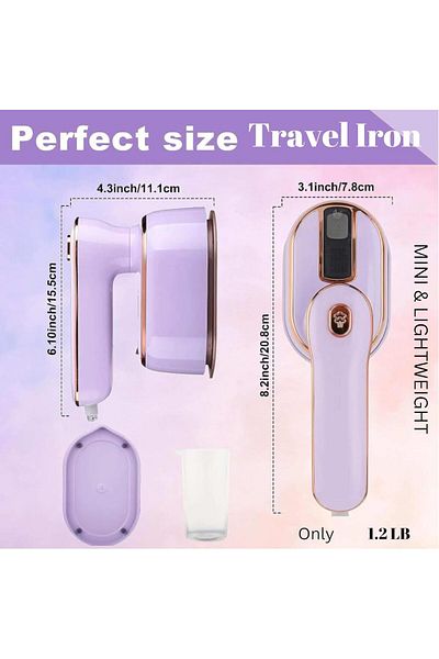 COOYA 1000w Portable Handheld Steamer Iron, Dry and Wet, 20s Fast Heating, for Clothes Travel, ‎Purple
