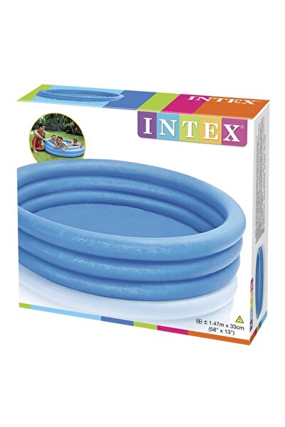Intex Crystal Blue Portable Kids Outdoor 3 Ring Inflatable Swimming Pool 147*33 Cm