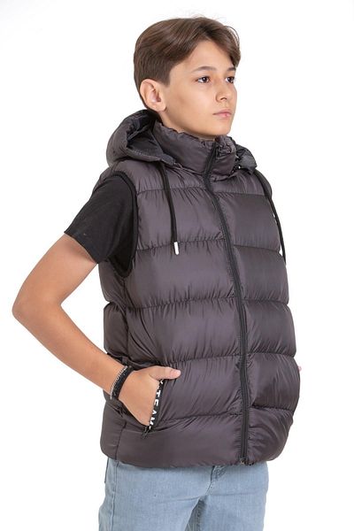 ASYAKİDS CLUB Hooded Pocket Printed Puffer Vest
