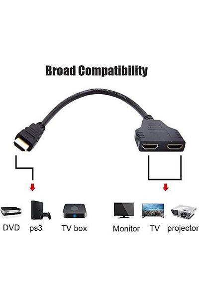 Others HDMI Cable - 1-in-2-out Splitter Male to Dual Female Dual Direction for HD LED LCD TV Supports Same