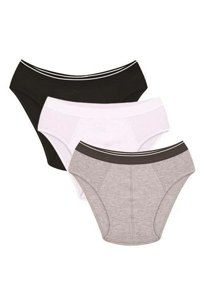 Celira Men's Cotton 3-Piece Black White Gray Lycra Slip 40123