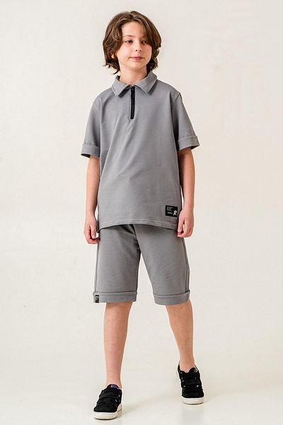 ASYAKİDS CLUB Boy's Half Zipper Summer Sports T-Shirt and Capri Set