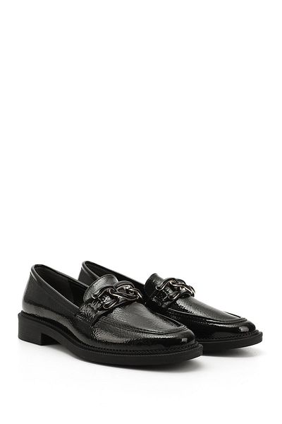 GÖNDERİ(R) Women / Girls Black Patent Leather Buckle Loafer Shoes