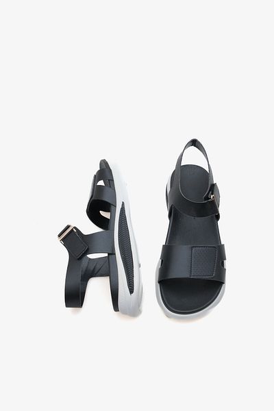 LOJO Sandale de zi cu zi cu talpă sport groasă cu bandă pentru femei Orla Black