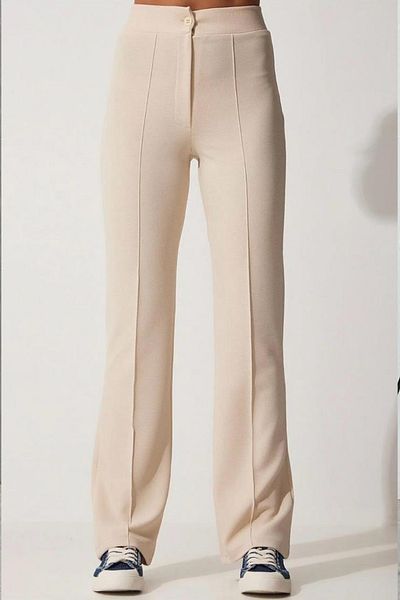 King Crow Plz001 Cream Palazzo Trousers