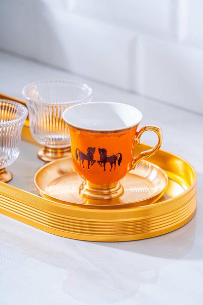 ACAR Jasmin Coffee Cup Set for 2 People with Glass Tray
