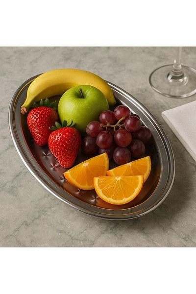 ALMUFARREJ Oval Plate, Stainless Steel Oval Set, 20 cm