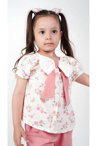 c.c.l. coccolin kids baby clup Girl's Woven 2-Piece Bottom Top Shorts Blouse Bow Detail Floral Set