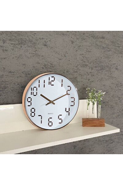 OEM Decorative wall clock, white with gold numbers, 30 cm