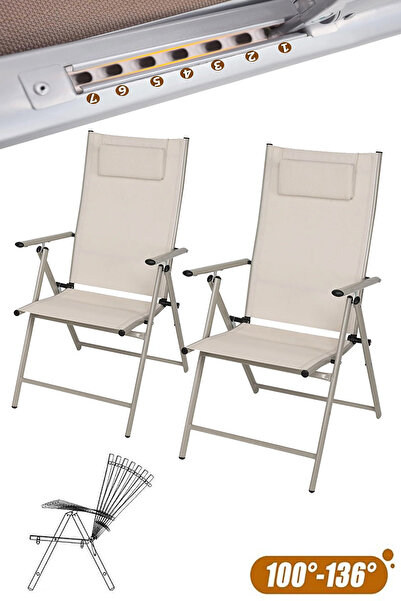 Binbirreyon 2 Adetli Yastıklı 7 Pozisyon Ayarlı Bahçe Sandalyesi Katlanabilir...