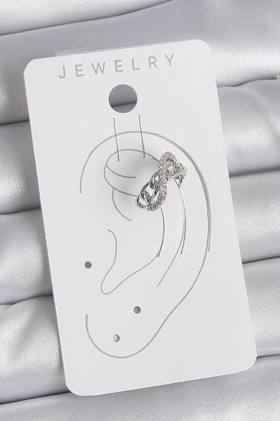 callerrons accessories Brass Silver Color Zircon Stone Chain Infinity Model Women's Cartilage Earrings - Ebj250522W34171