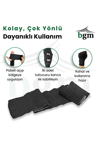 bgm Premium Siyah Elastik Bandaj 10 cm Yüksek Kalite Esneklik ve Dayanıklılık