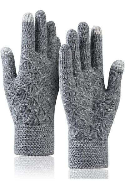 Vohoney winter gloves, wool, gray, size M