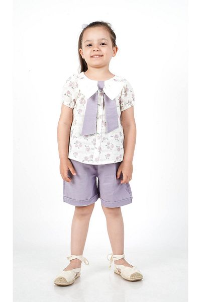 c.c.l. coccolin kids baby clup Girl's Woven 2-Piece Bottom Top Shorts Blouse Bow Detail Floral Set