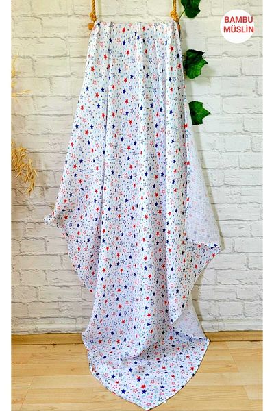 Alpar Tekstil 120x120cm Bamboo Girl-Boy Baby/Child Muslin Blanket and Star Patterned Blanket