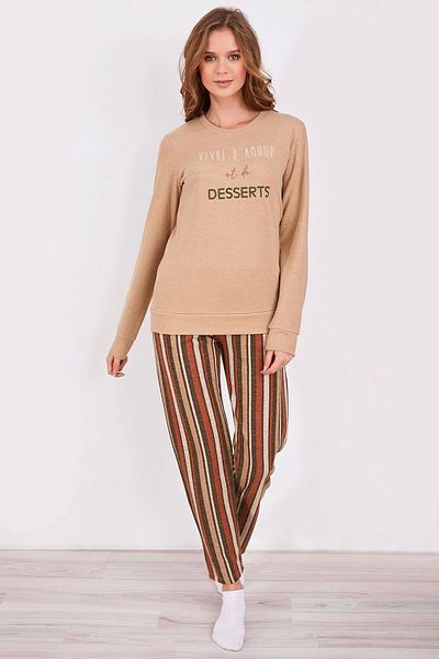 Arnetta Γυναικεία μακρυμάνικη πιτζάμες Vivre D'amour Et De Desserts Mink