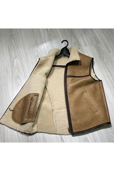 NYC GİYİM TEKSTİL Tan Colored Napa Vest