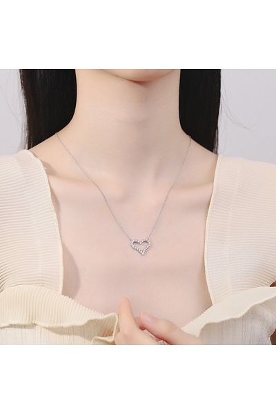 delis Lantisor argint 925, JW875, model inima, placat cu rodiu
