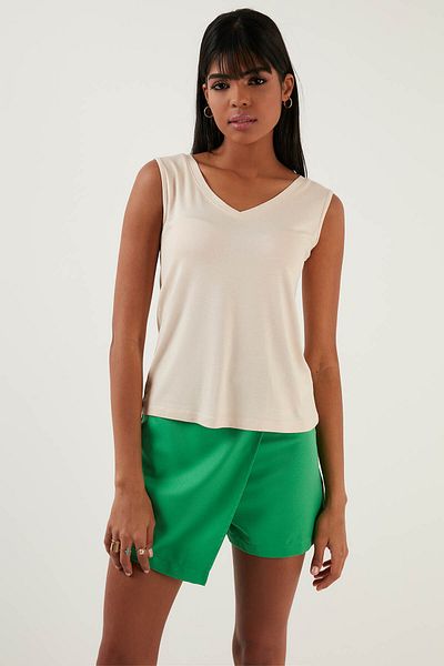 Lela Slim Fit V-Neck Thick Strap 2'Li Package Blouse Bluz 5864384S2
