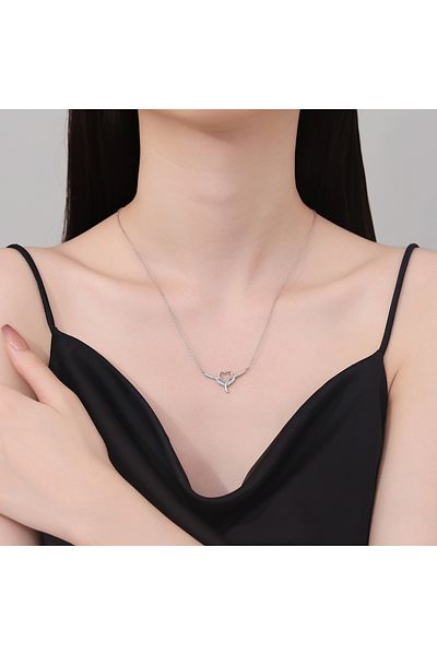 delis Lantisor argint 925, JW1236, model inima, placat cu rodiu