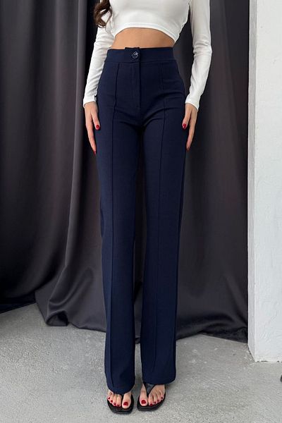 King Crow Plz001 Navy Blue Palazzo Trousers