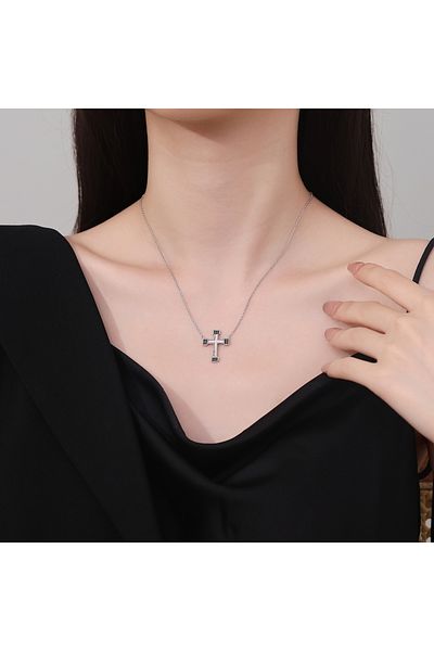 delis Lantisor argint 925, JW1251, model cruce, placat cu rodiu