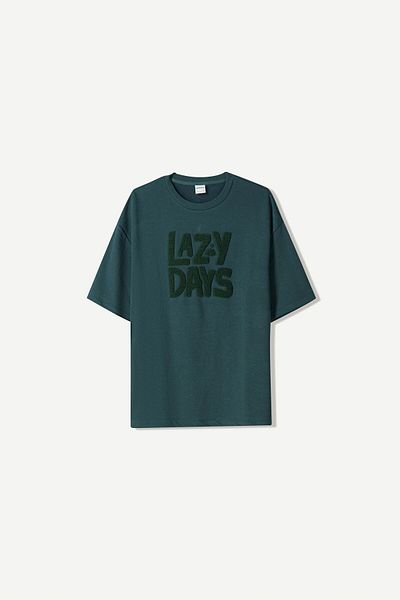 Bershka Printed short sleeve plush T-shirt