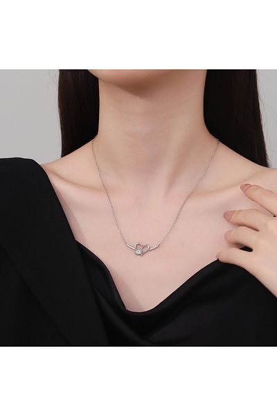 delis Lantisor argint 925, JW1237, model inimioare, placat cu rodiu