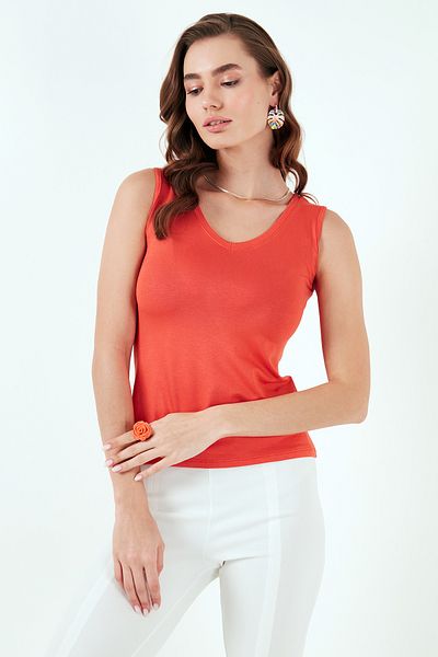 Lela Slim Fit V-Neck Thick Strap 2'Li Package Blouse Bluz 5864384S2