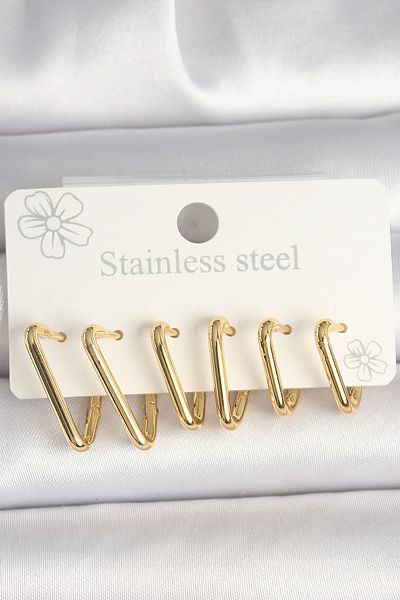 Skygo Gold Color 316L Steel Triangle Model Women's Earring Set - Tj-Bkp10350