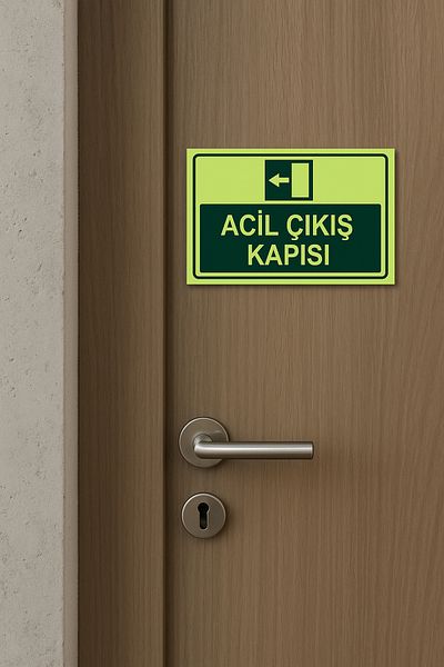 Happynesso Emergency Exit Door" Warning Sign 30X20 cm |   Photoluminescent, Forex Sign, Double Sided Tape