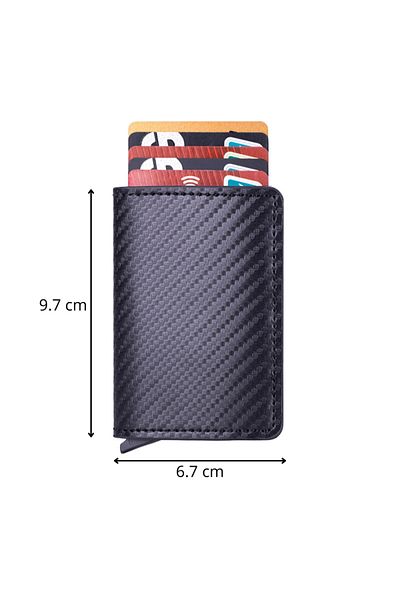 OEM Anti-fraud wallet, Compact, Carbon, High quality eco-leather, aluminum alloy