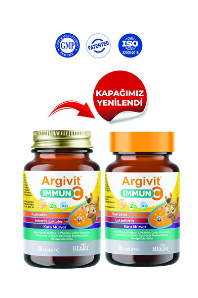 Argivit Immun C Tablet (Black Elderberry, Vitamin C, Zinc, Quercetin, Lactoferrin, Grape) 30 Tablets