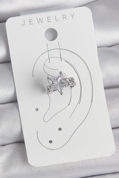 callerrons accessories Brass Silver Color Zircon Stone Star Model Women's Cartilage Earrings - Ebj250522W34176
