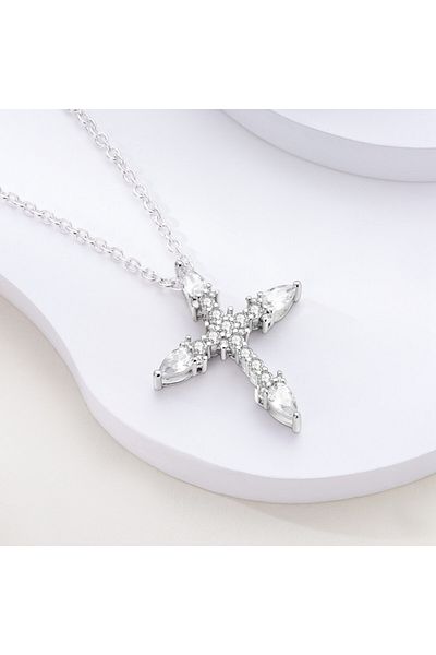 delis Lantisor argint 925, JW636, model cruce, placat cu rodiu