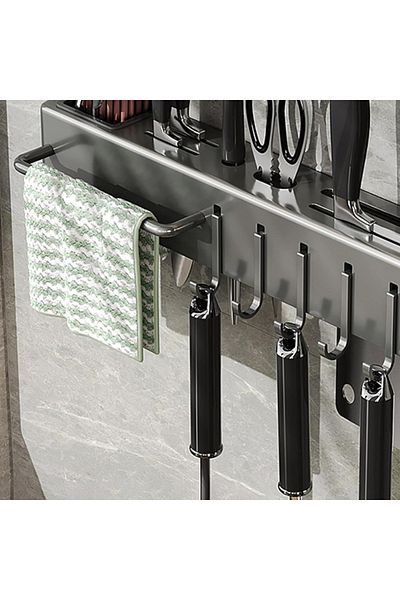 OEM Kitchen wall organizer, 40 cm, 6 hooks, one towel holder, made of steel