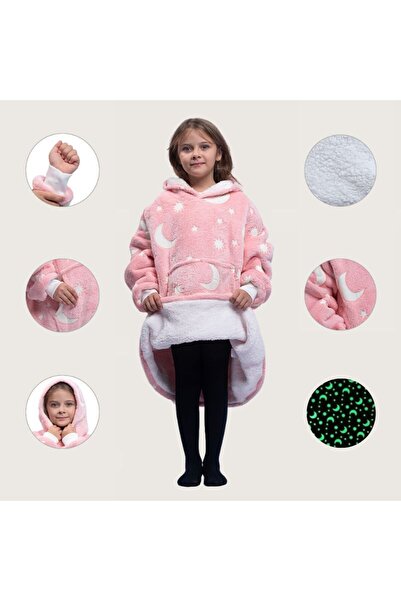 OEM Blanket with sleeves, Pink Moon, Sweatshirt type, phosphorescent, Flannel & Fleece, 75 cm