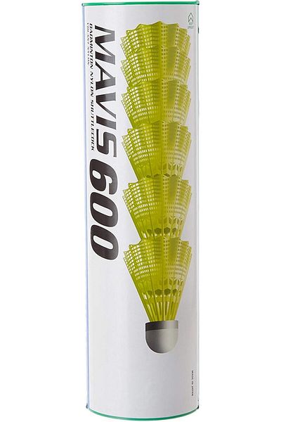 YONEX Mavis 600 Green Cap Nylon Badminton Shuttlecock | Pack of 6 | Yellow