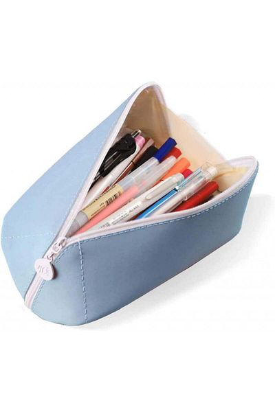 Topsal penar multifuncțional, piele, albastru, 18,6 x 6,5 x 6,5 cm