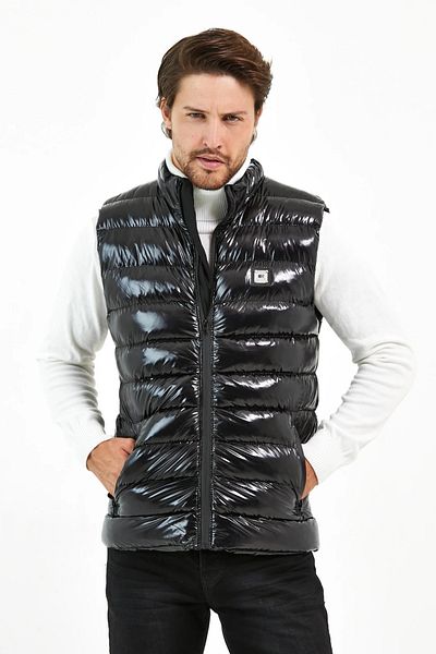 OHEPMODA Slim Fit Men's Shiny Puffer Vest
