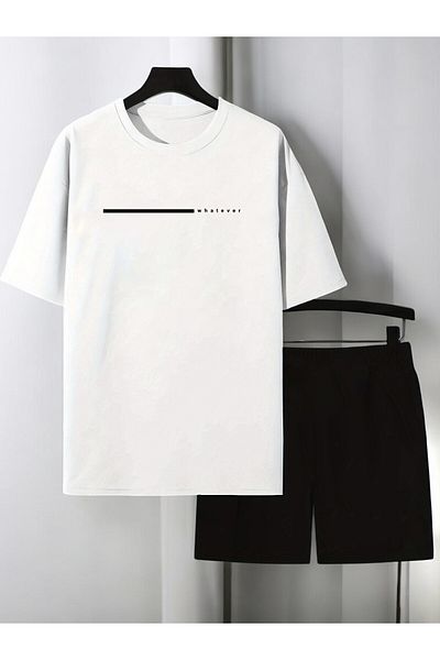 uyguntarz Σετ σορτς μπλουζάκι με στάμπα Unisex Line Ever Design