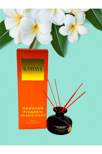 Kamaya Hawaiian Plumeria Frangipani 150 ml Reed diffuser with metal charm+ refill with two sets of reeds