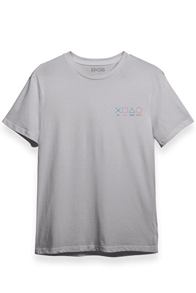 Kretas Unisex siva T-shirt Jedite Igrajte Spavajte Ponavljajte Igrač Gaming M...