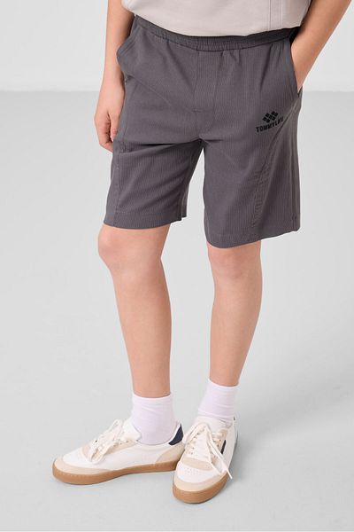 TOMMY LIFE Stone-Anthracite Cotton Oversize Fit Woven Lightweight Flexible Chino Boy Shorts Suit - 11276