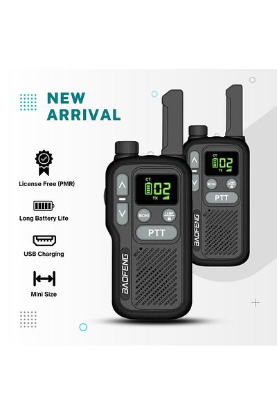 BAOFENG (PACK OF 2) Analog 5w Uhf Decoding Interphone 16-channel Handheld Two Way Radio Mini Walkie Talkie