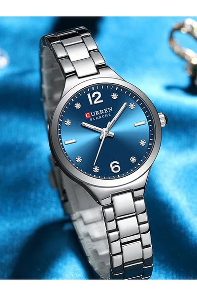 Curren Fashion Women Watch Top Brand Luxury Light Blue Lady Girl Wristwatch Stainless Steel Bracelet