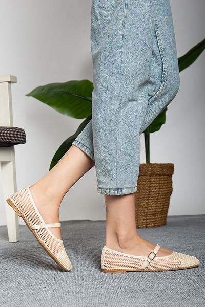 Jackers Women's Summer Transparent Mesh Dowry Gift Daily Stylish Ballerinas